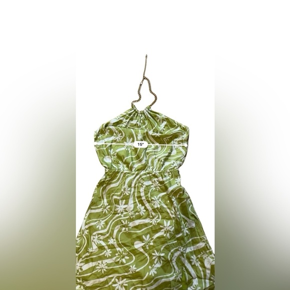 ASTR the label Women's Quinta Dress Celery Green Floral Halter Necklace Small - Picture 9 of 12